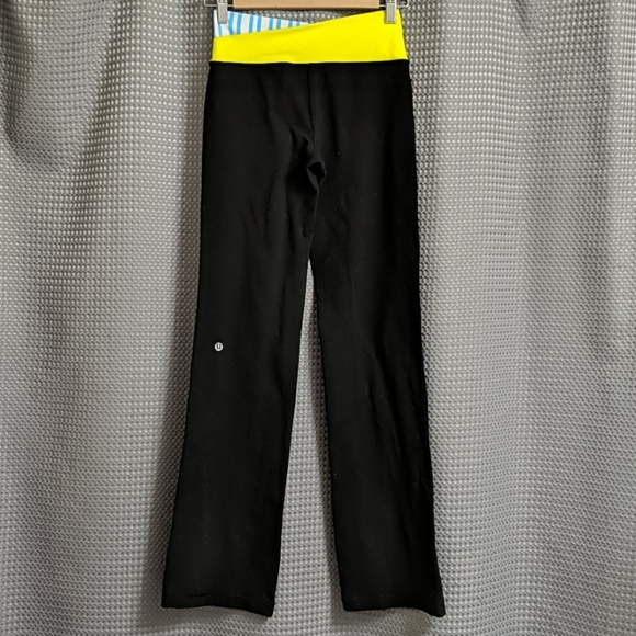 Lululemon Astro Pants Size 4 Black Blue Yoga Crossover Waistband - Picture 3 of 6
